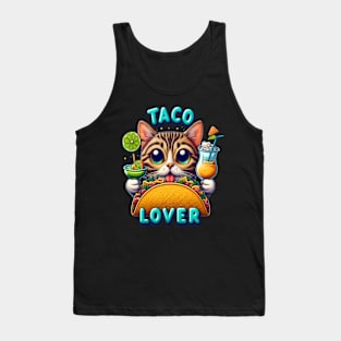 Taco Lover Cat With Refreshing Drink Tank Top